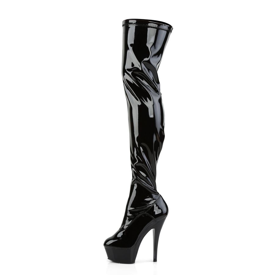 Bottes Hautes Pleaser Kiss-3000 Noir Femme | SPE-4736494