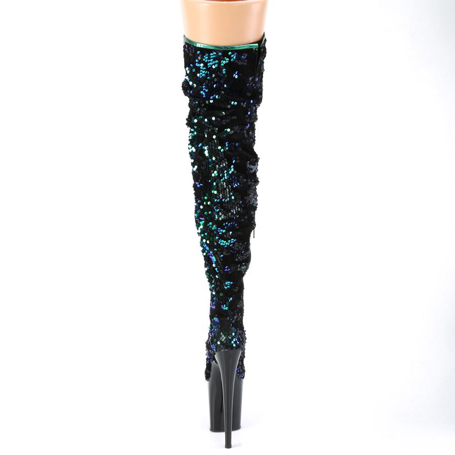 Bottes Hautes Pleaser Flamingo-3004 Turquoise Femme | NUD-0977979