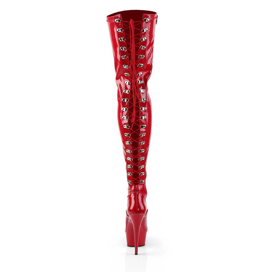 Bottes Hautes Pleaser Delight-3063 Rouge Femme | TZK-8530534