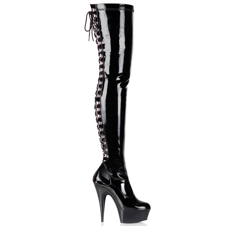 Bottes Hautes Pleaser Delight-3063 Noir Femme | TEK-7620350