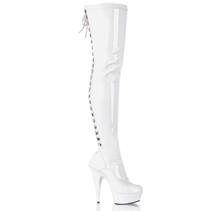 Bottes Hautes Pleaser Delight-3063 Blanche Femme | SJG-2074270