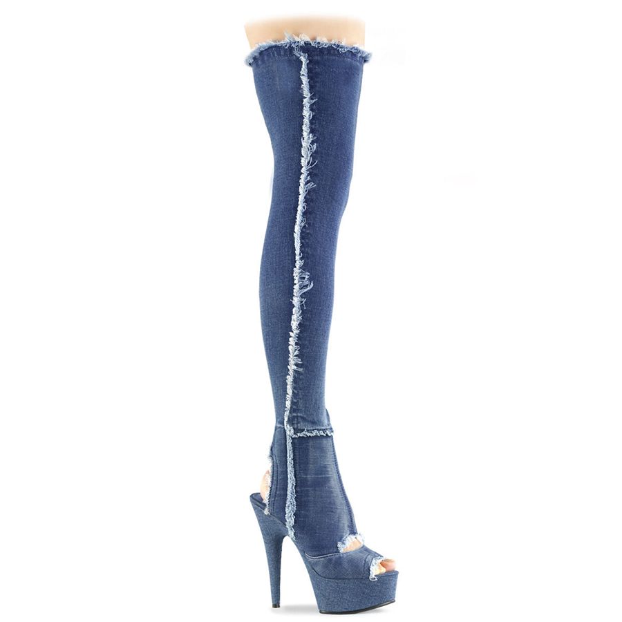 Bottes Hautes Pleaser Delight-3030 Bleu Femme | ZXD-5574874