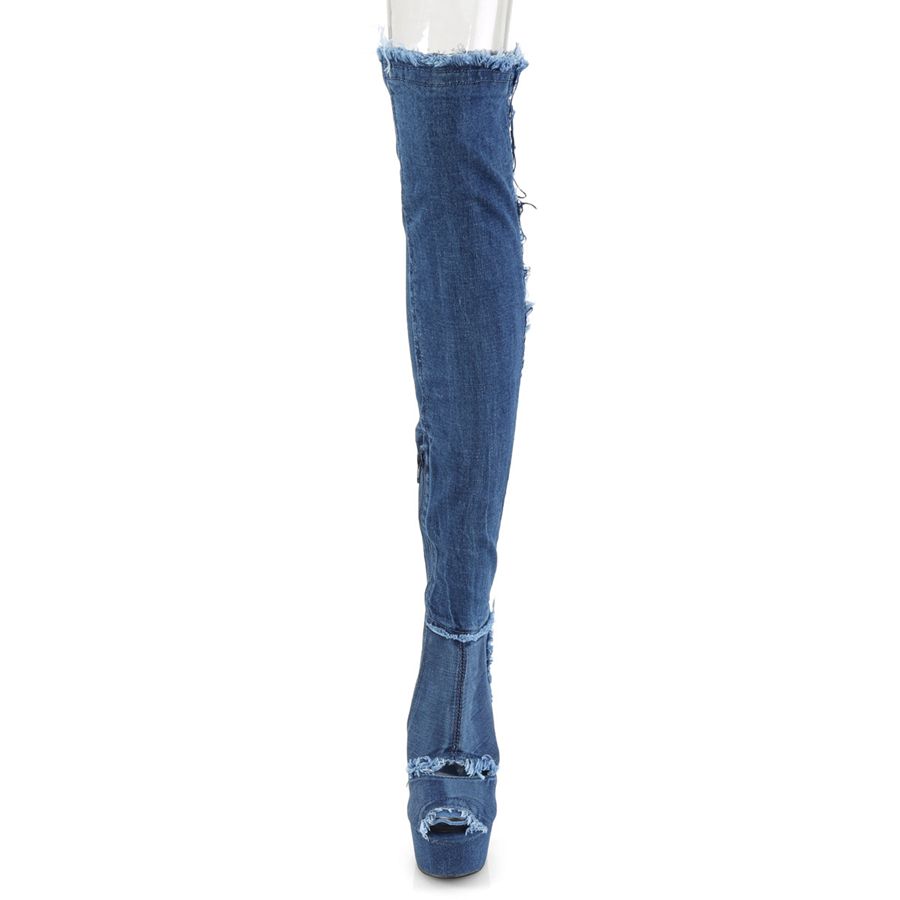 Bottes Hautes Pleaser Delight-3030 Bleu Femme | ZXD-5574874