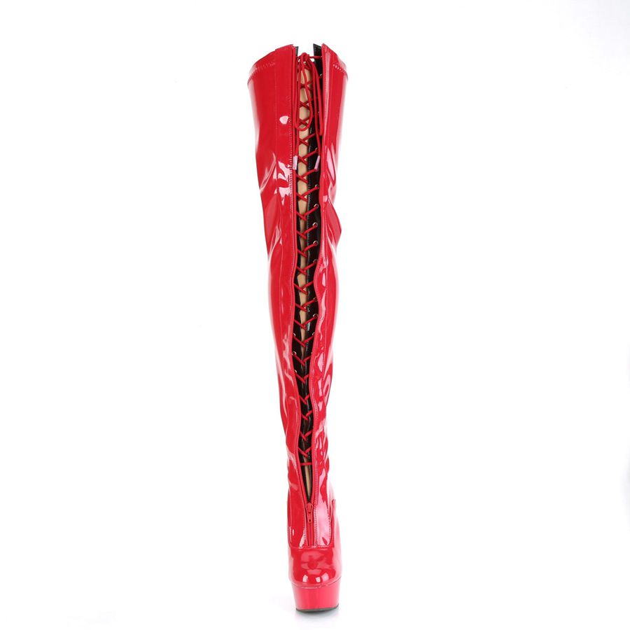 Bottes Hautes Pleaser Delight-3027 Rouge Femme | MSP-5377958