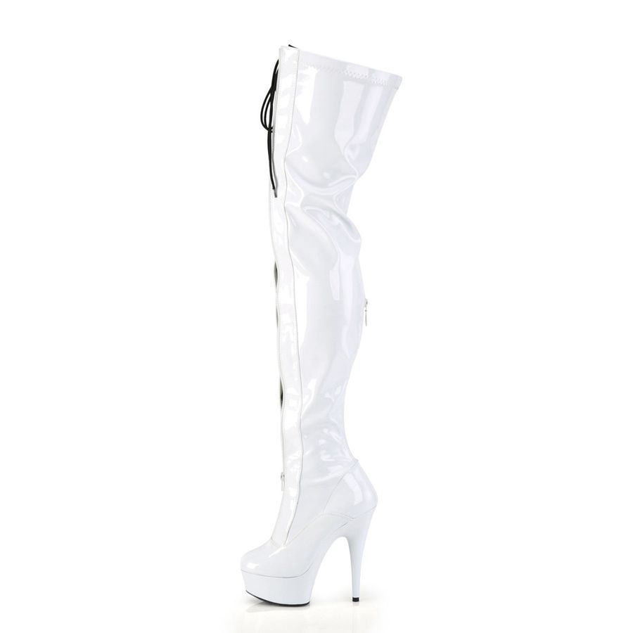 Bottes Hautes Pleaser Delight-3027 Blanche Femme | CXF-3099545