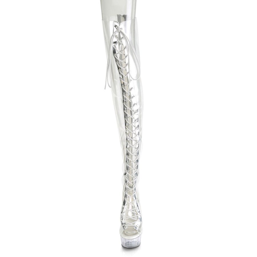 Bottes Hautes Pleaser Delight-3026 Argent Femme | CBR-2184123