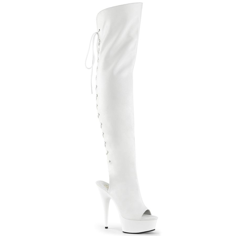 Bottes Hautes Pleaser Delight-3019 Blanche Femme | SUQ-7964643