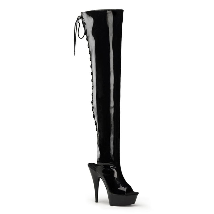 Bottes Hautes Pleaser Delight-3017 Noir Femme | WXO-0232472