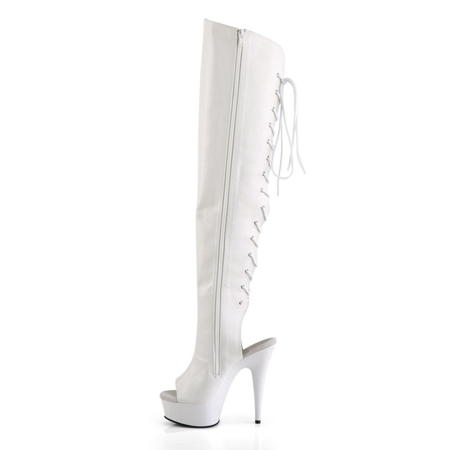 Bottes Hautes Pleaser Delight-3019 Blanche Femme | SUQ-7964643