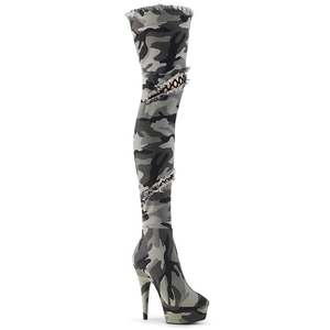 Bottes Hautes Pleaser Delight-3005 Camouflage Femme | VAM-2893794