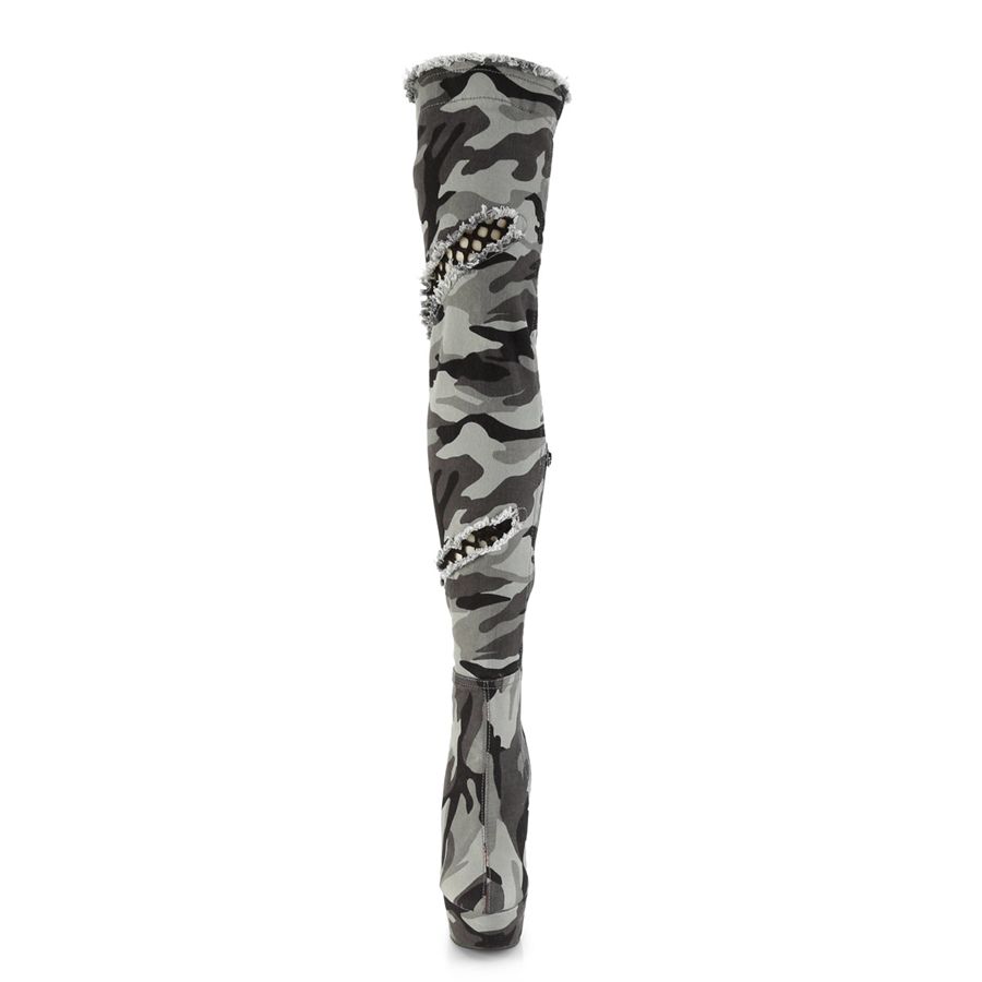 Bottes Hautes Pleaser Delight-3005 Camouflage Femme | VAM-2893794