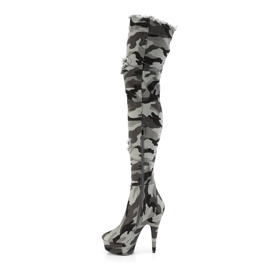 Bottes Hautes Pleaser Delight-3005 Camouflage Femme | VAM-2893794