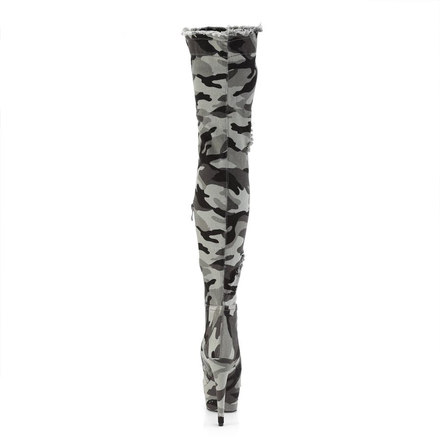 Bottes Hautes Pleaser Delight-3005 Camouflage Femme | VAM-2893794