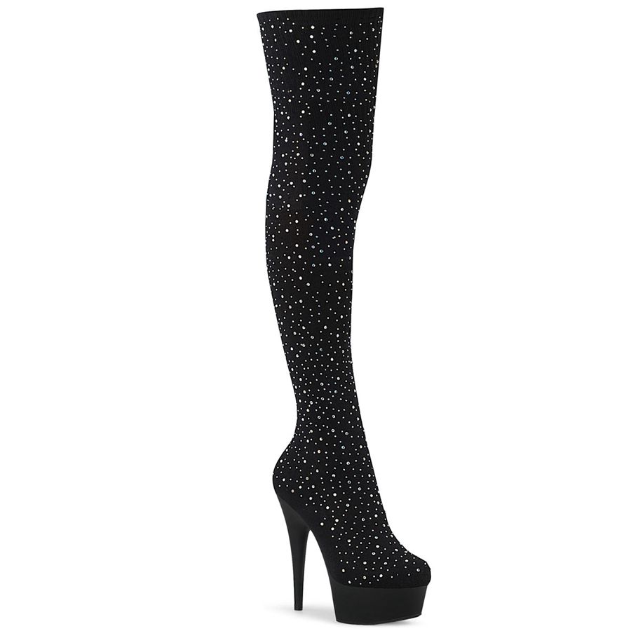 Bottes Hautes Pleaser Delight-3002 Noir Femme | OIX-2376623