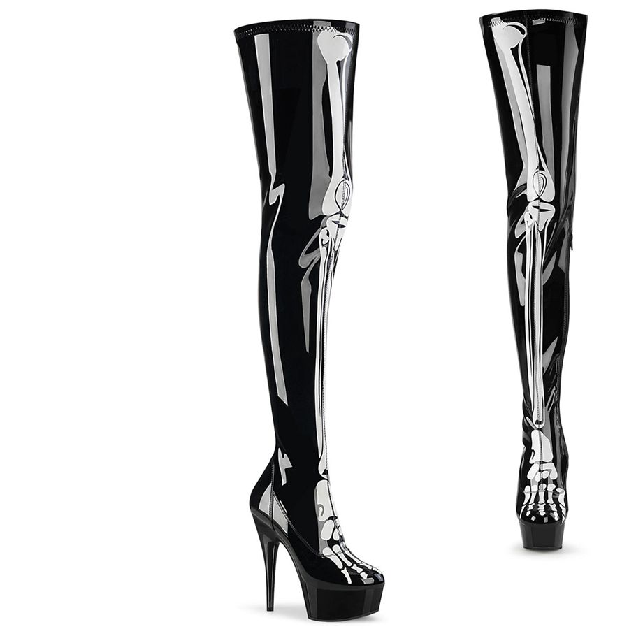 Bottes Hautes Pleaser Delight-3000BONE Noir Femme | LWQ-8718380