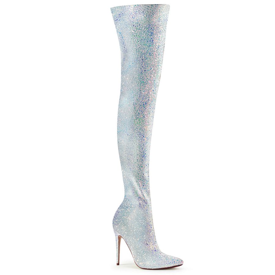 Bottes Hautes Pleaser Courtly-3015 Argent Femme | XJM-0057889