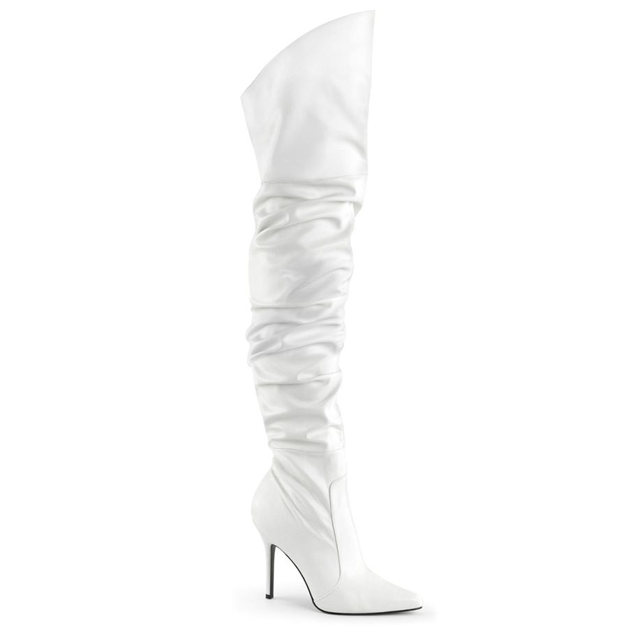 Bottes Hautes Pleaser Classique-3011 Blanche Femme | FMZ-4802865