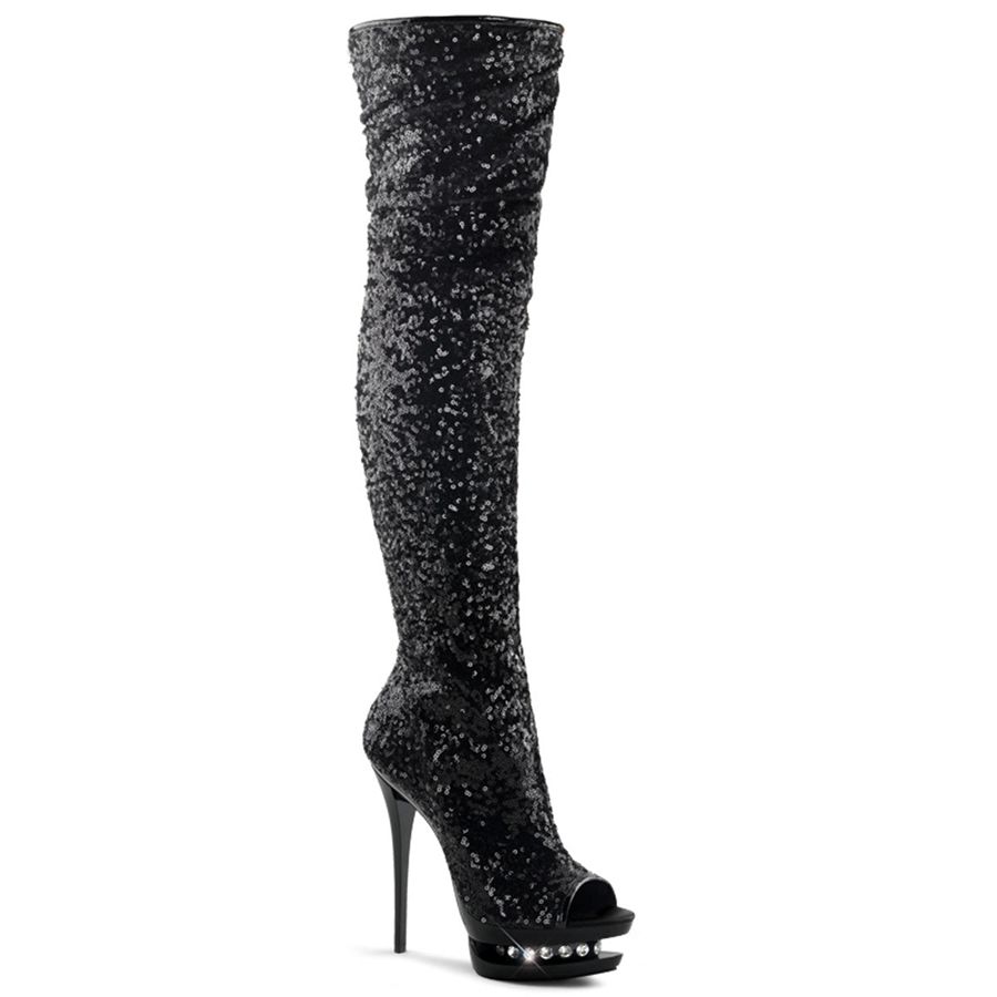 Bottes Hautes Pleaser Blondie-R-3011 Noir Femme | MQP-9048297