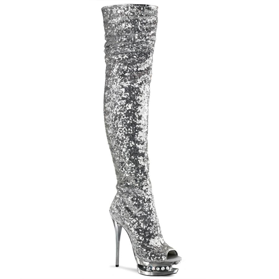 Bottes Hautes Pleaser Blondie-R-3011 Argent Femme | DDB-9544433