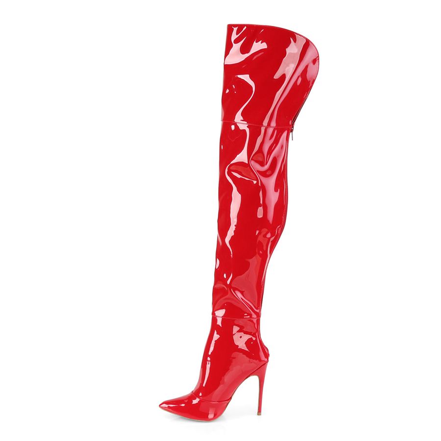 Bottes Hautes Pleaser Courtly-3012 Rouge Femme | QEA-3342273