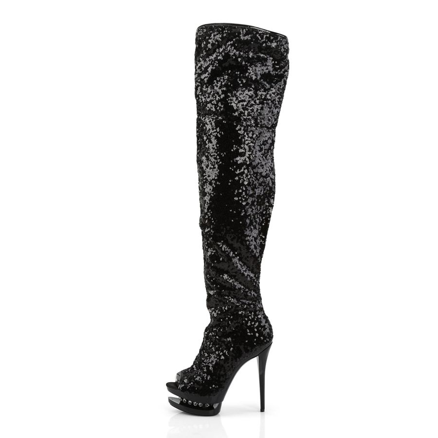 Bottes Hautes Pleaser Blondie-R-3011 Noir Femme | MQP-9048297