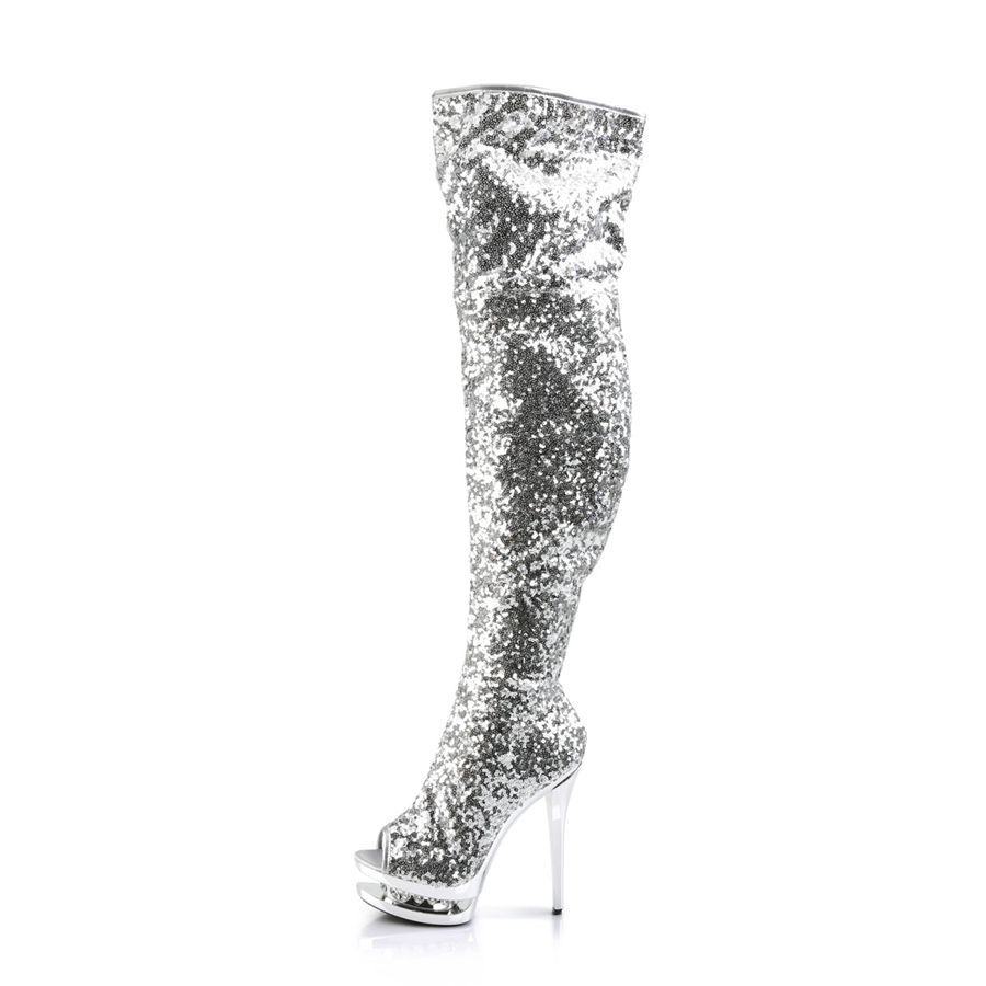 Bottes Hautes Pleaser Blondie-R-3011 Argent Femme | DDB-9544433