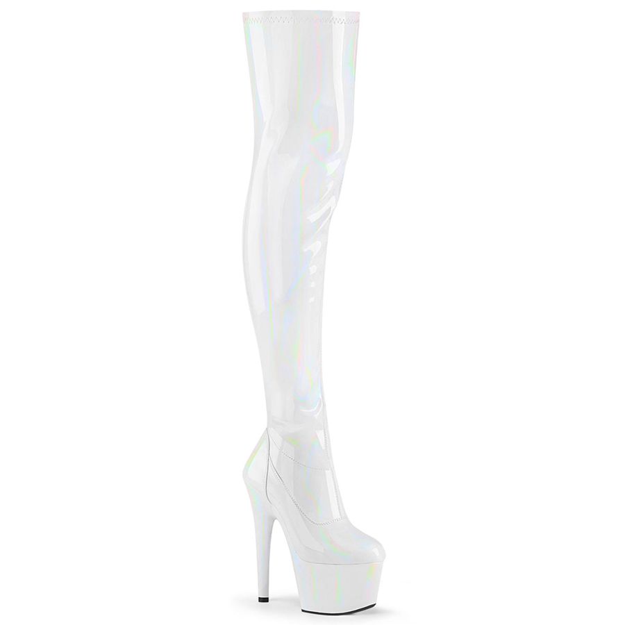 Bottes Hautes Pleaser Adore-3000HWR Blanche Femme | MNX-8499770