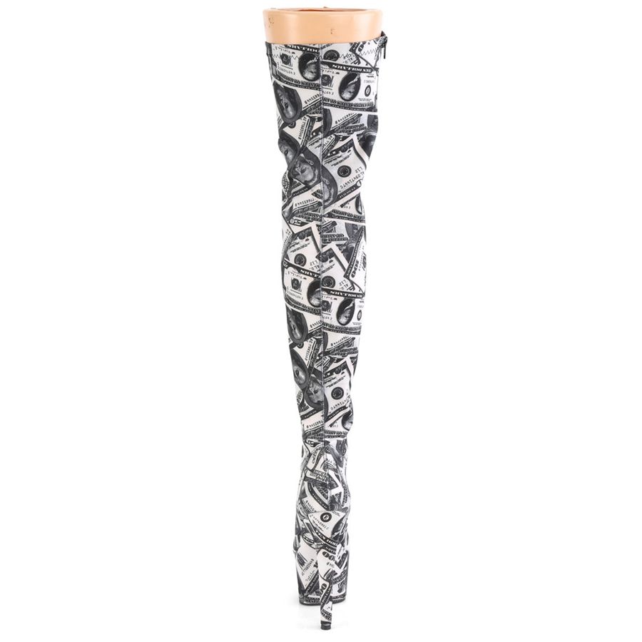 Bottes Hautes Pleaser Adore-3000DP Blanche Noir Femme | EQP-7412347