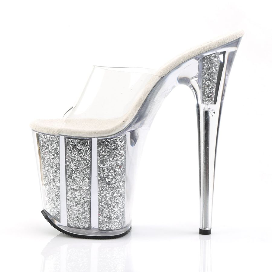 Sandales à Plateforme Pleaser Flamingo-801G Argent Femme | OKQ-2114245