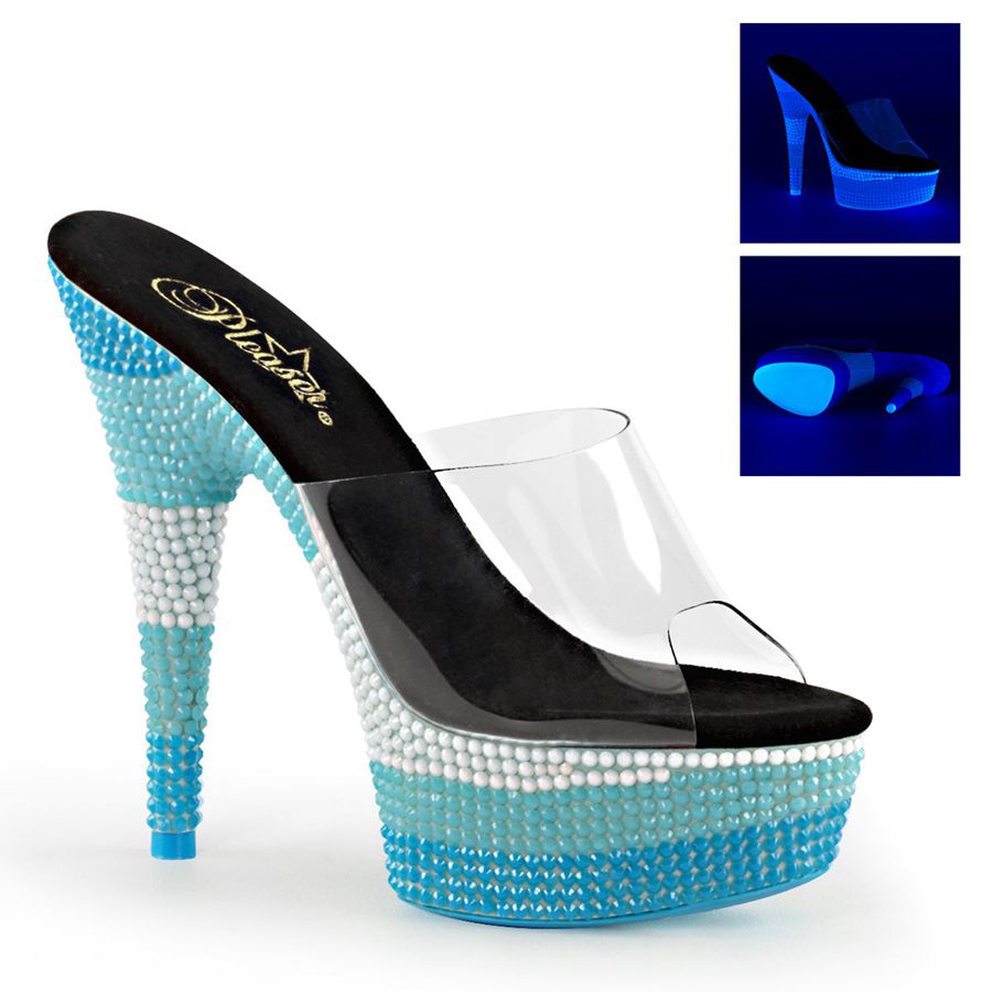 Sandales à Plateforme Pleaser Delight-601UVS Bleu Femme | KUP-0449308