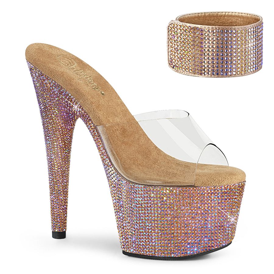 Sandales à Plateforme Pleaser Bejeweled-712RS Rose Doré Femme | IQZ-8267554