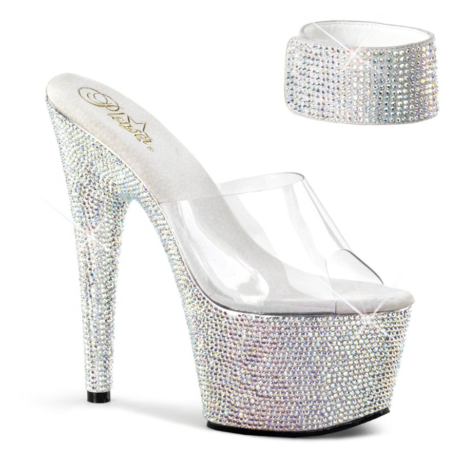 Sandales à Plateforme Pleaser Bejeweled-712RS Argent Femme | VWN-8622364