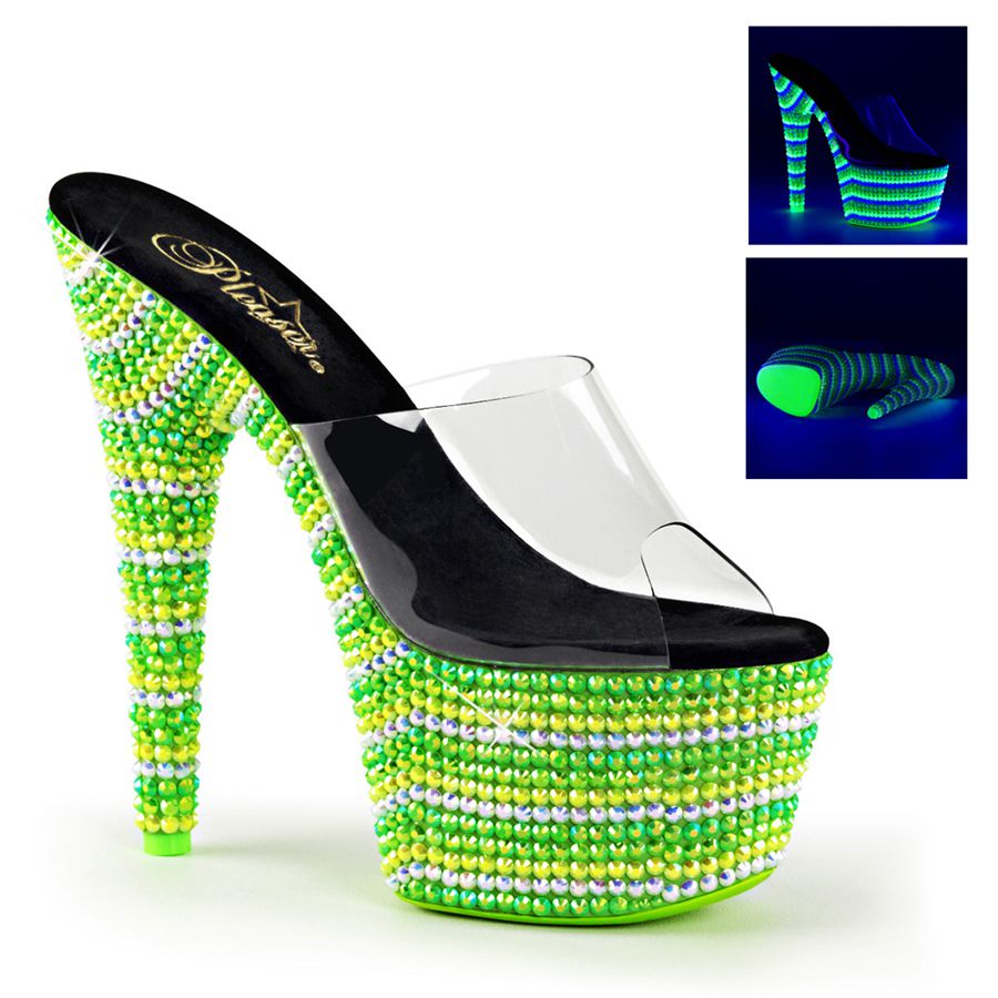 Sandales à Plateforme Pleaser Bejeweled-701UV Vert Femme | LHU-8262643