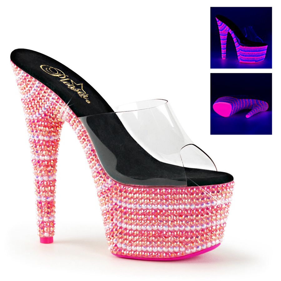 Sandales à Plateforme Pleaser Bejeweled-701UV Rose Femme | UHI-3427975