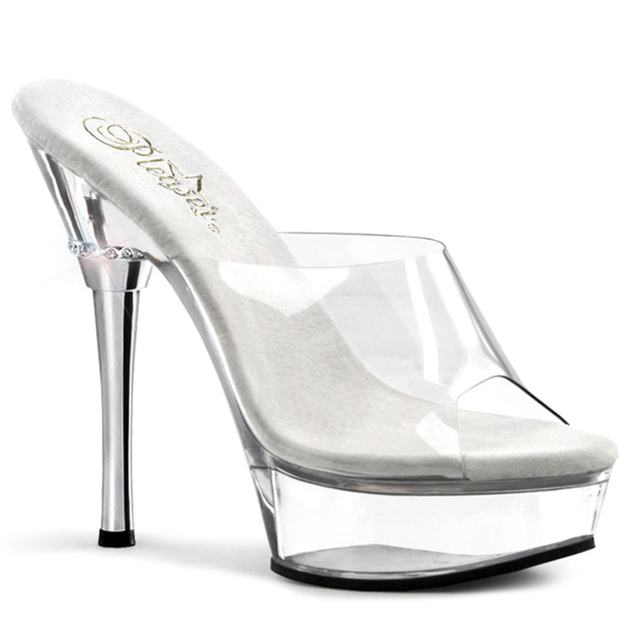 Sandales à Plateforme Pleaser Allure-601 Clear Femme | YKE-0401781