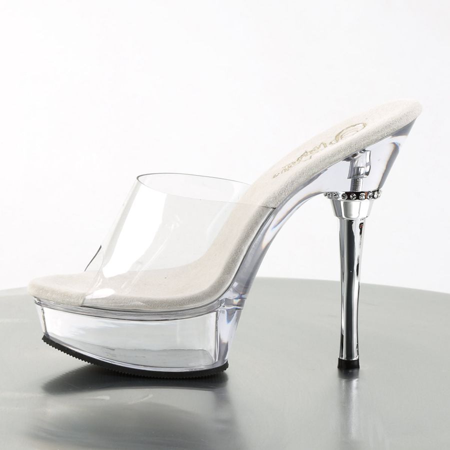 Sandales à Plateforme Pleaser Allure-601 Clear Femme | YKE-0401781