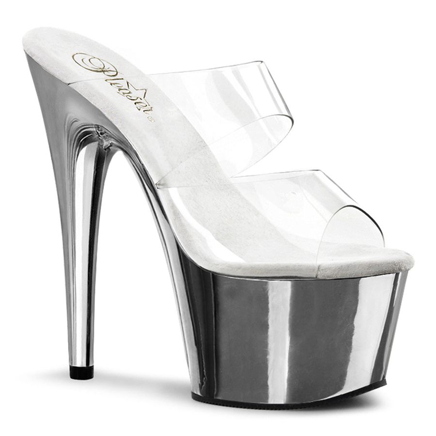 Sandales à Plateforme Pleaser Adore-702 Argent Femme | VTC-4950923