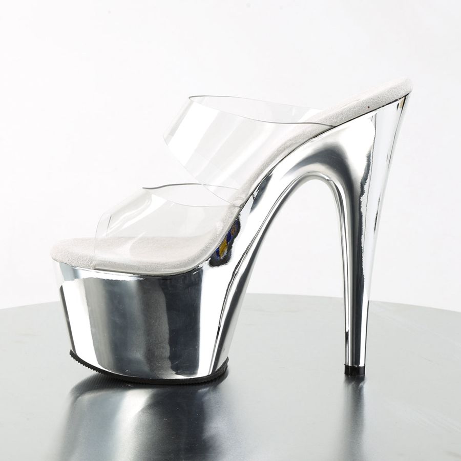 Sandales à Plateforme Pleaser Adore-702 Argent Femme | GOR-3106244