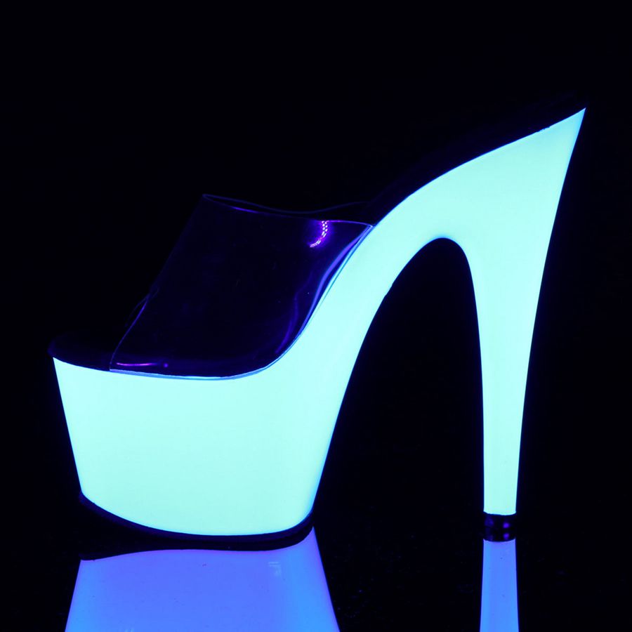 Sandales à Plateforme Pleaser Adore-701UV Blanche Femme | VOK-5251613