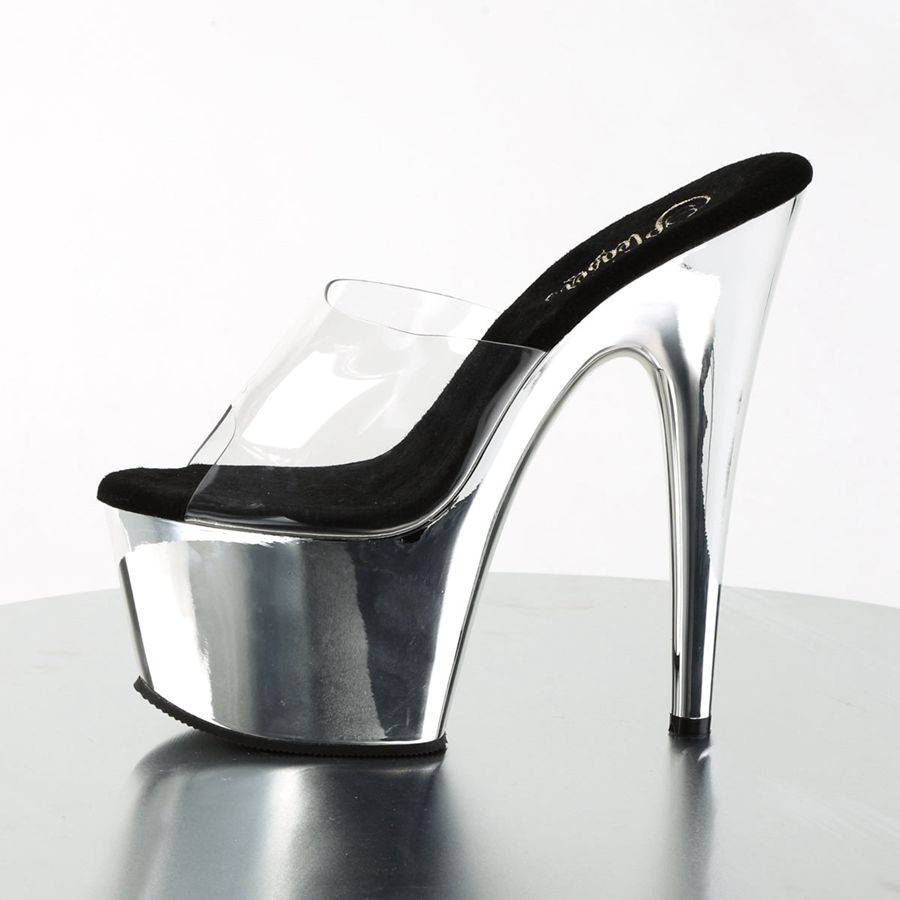 Sandales à Plateforme Pleaser Adore-701 Argent Femme | DOK-6205641