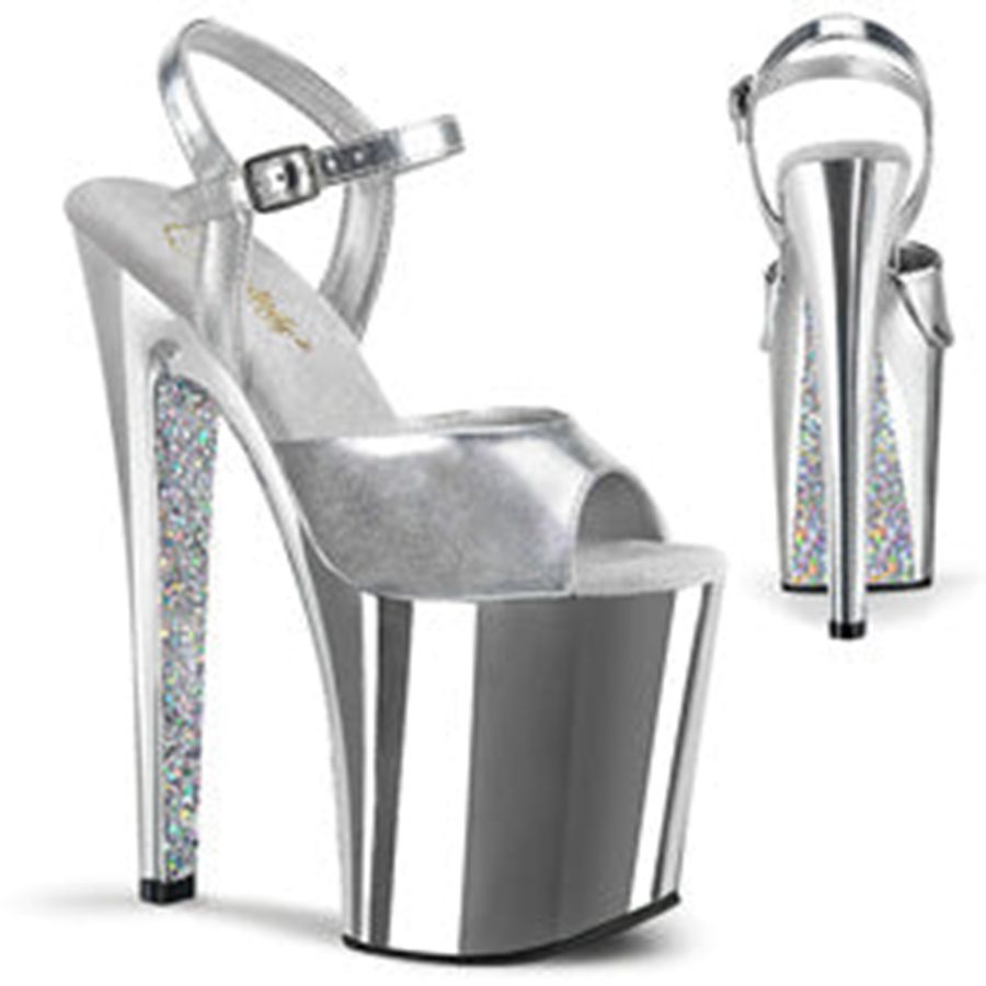 Sandales Bride Cheville Pleaser Xtreme-809TTG Argent Femme | XMH-9710059