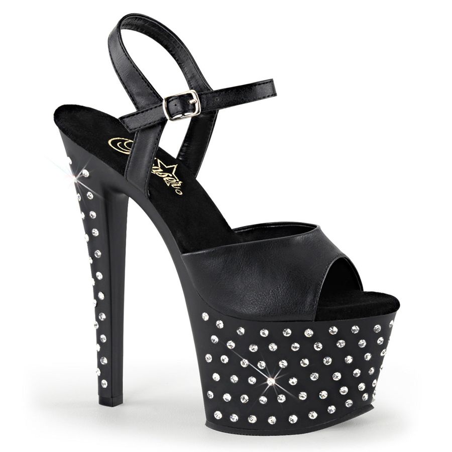 Sandales Bride Cheville Pleaser Stardust-709 Noir Femme | OGG-9427869