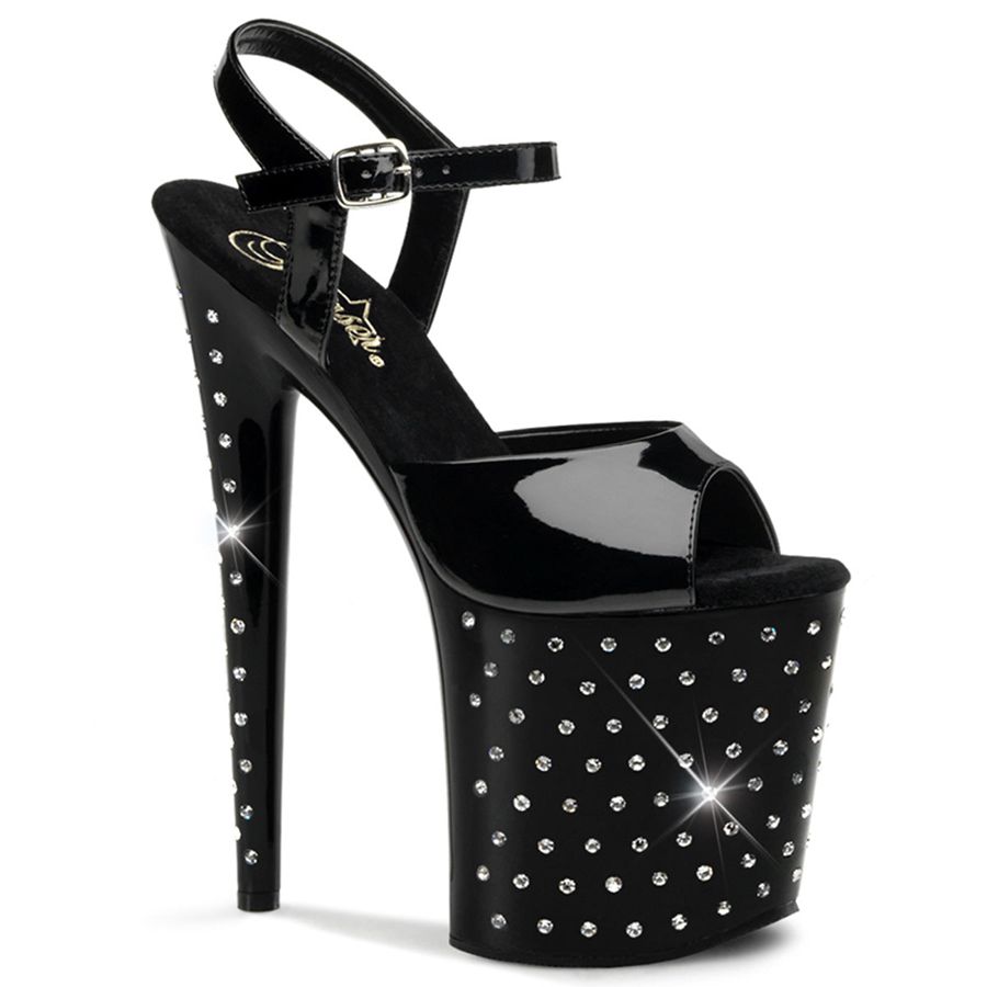 Sandales Bride Cheville Pleaser Stardust-809 Noir Femme | EAM-6679965