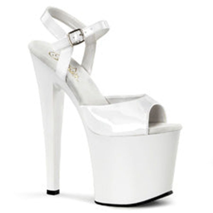 Sandales Bride Cheville Pleaser Taboo-709 Blanche Femme | QTC-8650094