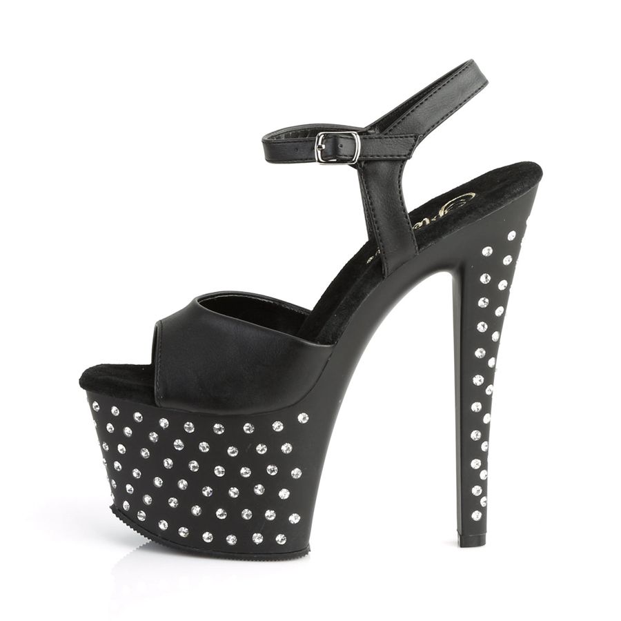 Sandales Bride Cheville Pleaser Stardust-709 Noir Femme | OGG-9427869