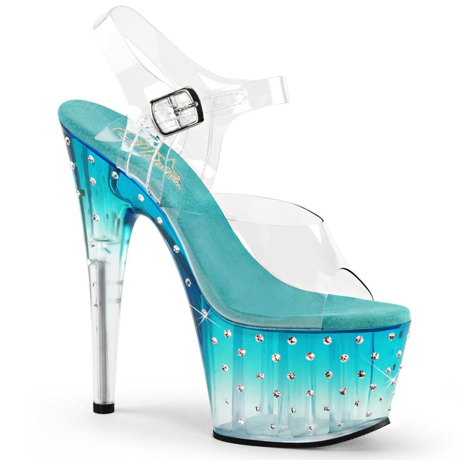 Sandales Bride Cheville Pleaser Stardust-708T Bleu Femme | UZE-1743885