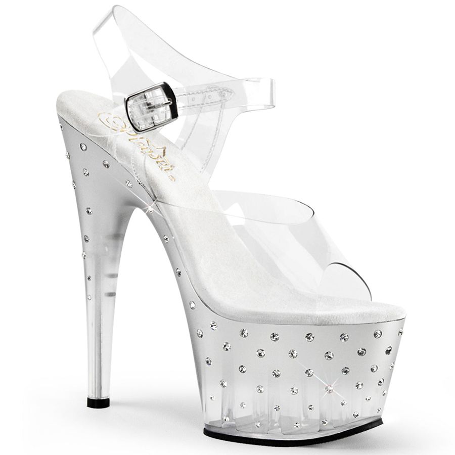 Sandales Bride Cheville Pleaser Stardust-708T Blanche Femme | YCO-1300838