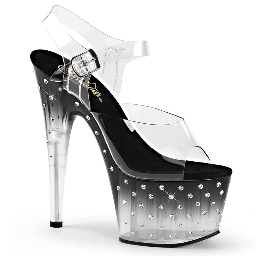 Sandales Bride Cheville Pleaser Stardust-708T Noir Femme | MHX-9666740