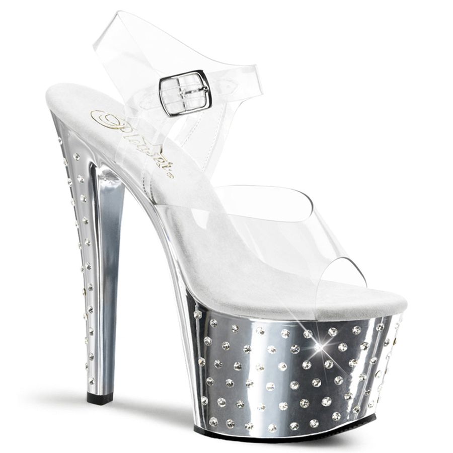 Sandales Bride Cheville Pleaser Stardust-708 Argent Femme | HPF-7441144