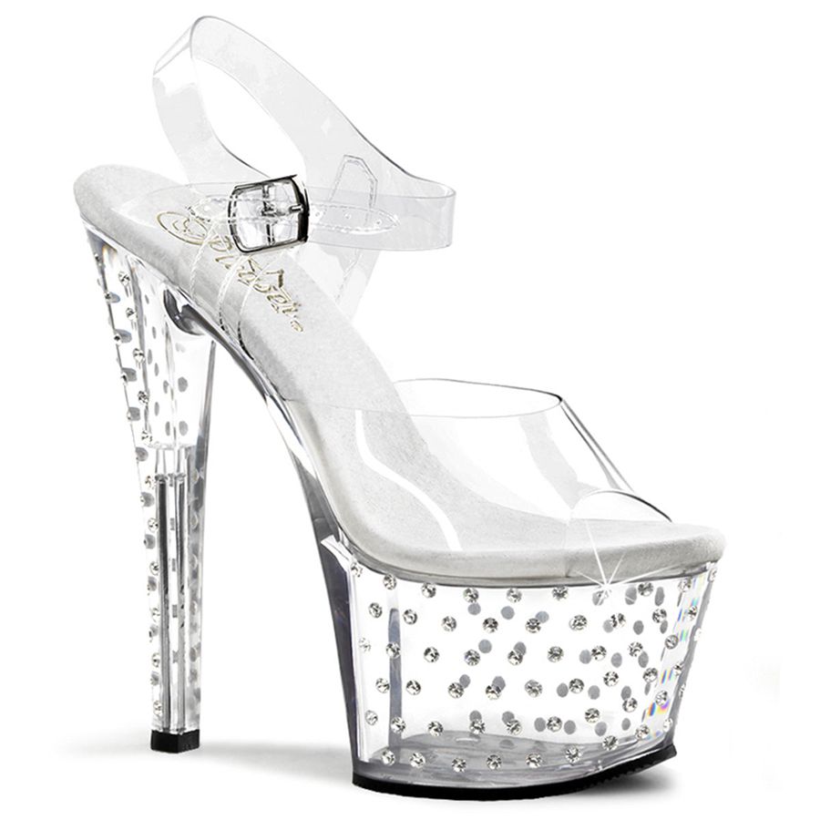 Sandales Bride Cheville Pleaser Stardust-708 Clear Femme | EWW-8090561